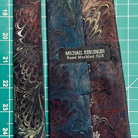 Vintage MICHAEL KENSINGER Marbled Silk Necktie USA - Multi-colored - Picture 5 of 5